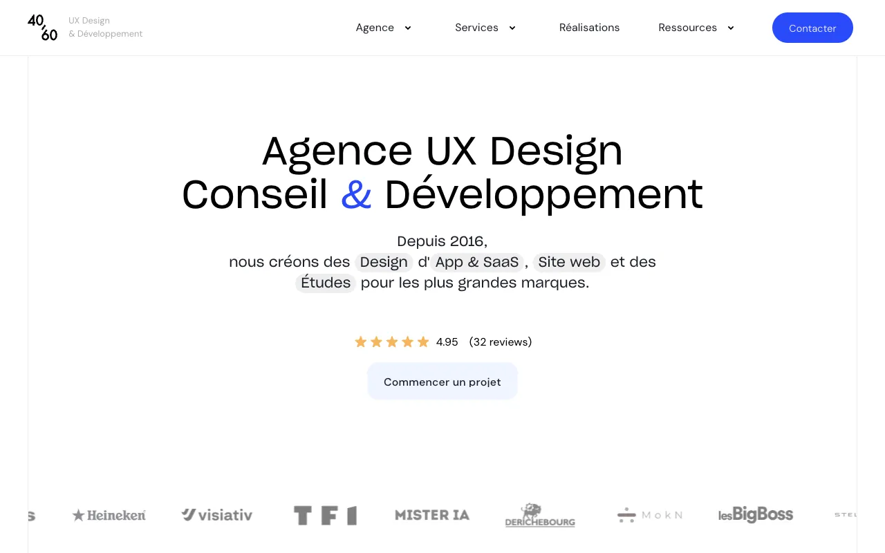Page d’accueil du site de 40/60