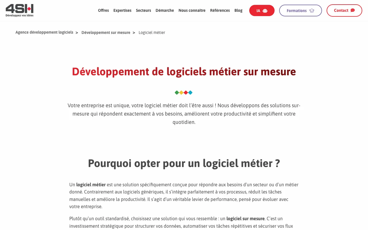 Page de l’offre sur le site de 4SH