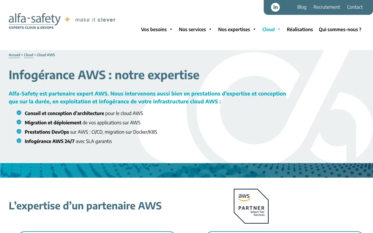 Page de l’offre sur le site d’Alfa-Safety