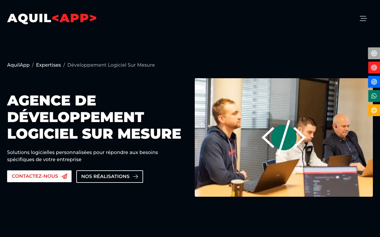 Page de l’offre sur le site d’AquilApp