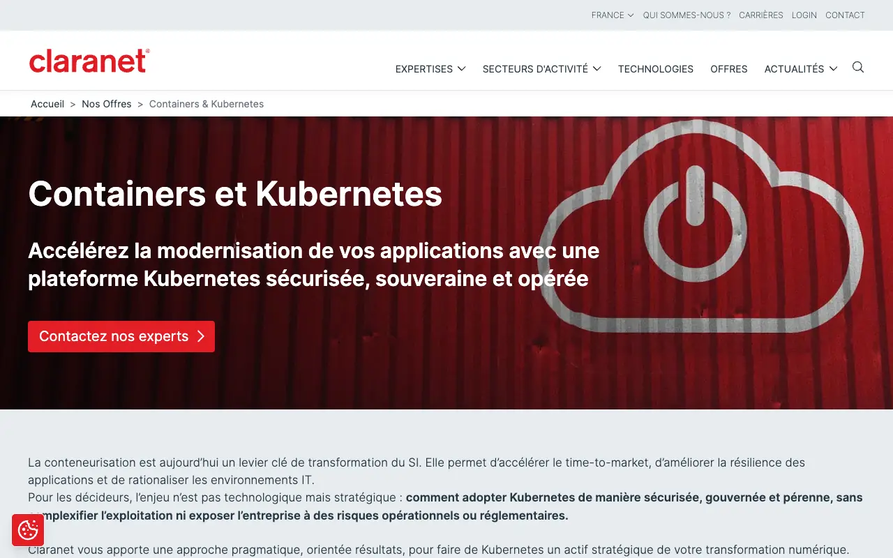 Page de l’offre sur le site de Claranet