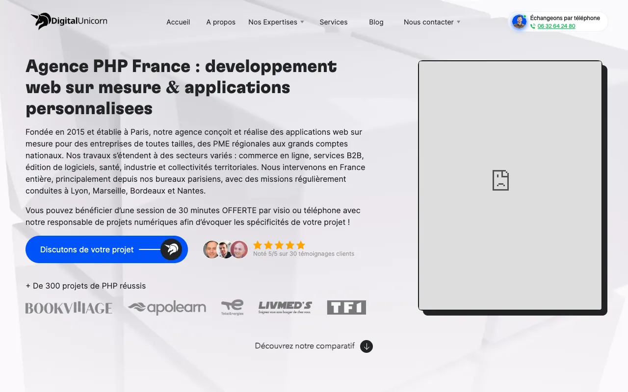 Page de l’offre sur le site de Digital Unicorn