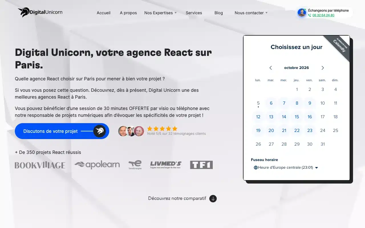 Page de l’offre sur le site de Digital Unicorn