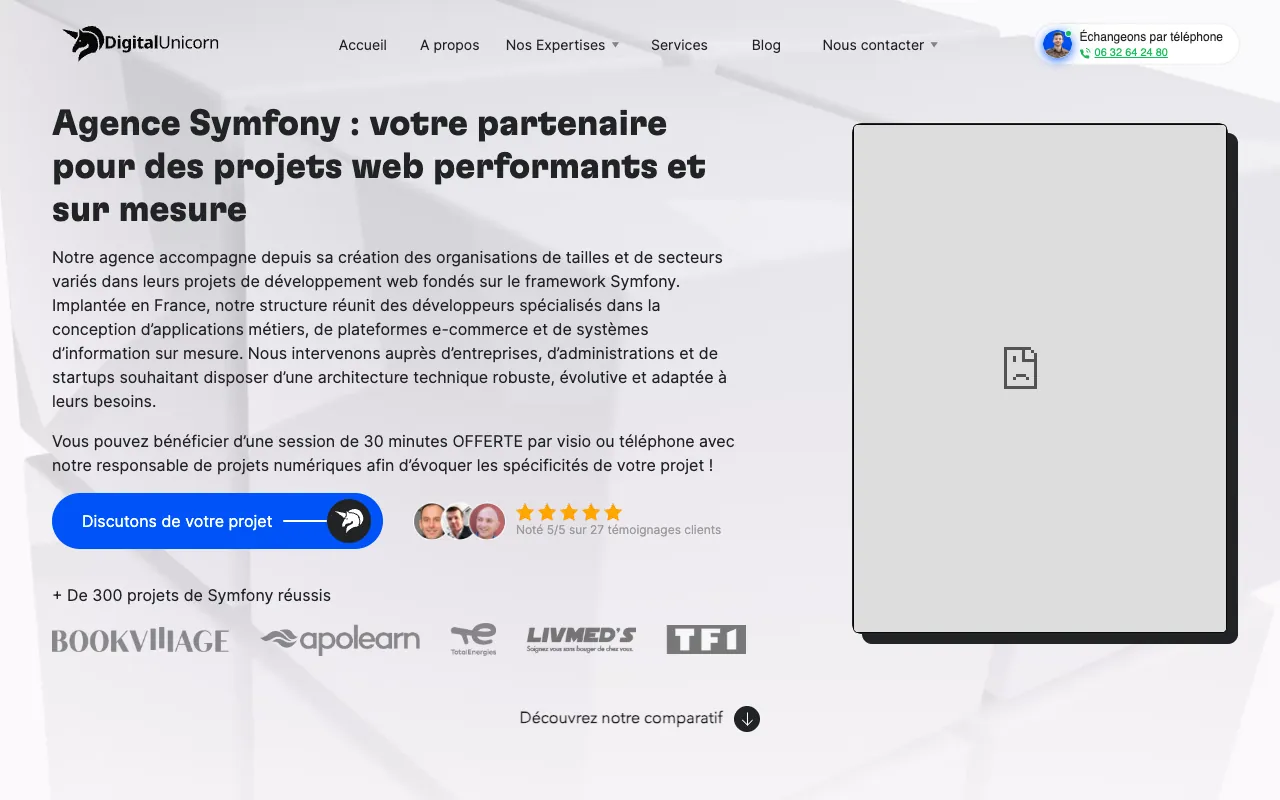 Page de l’offre sur le site de Digital Unicorn