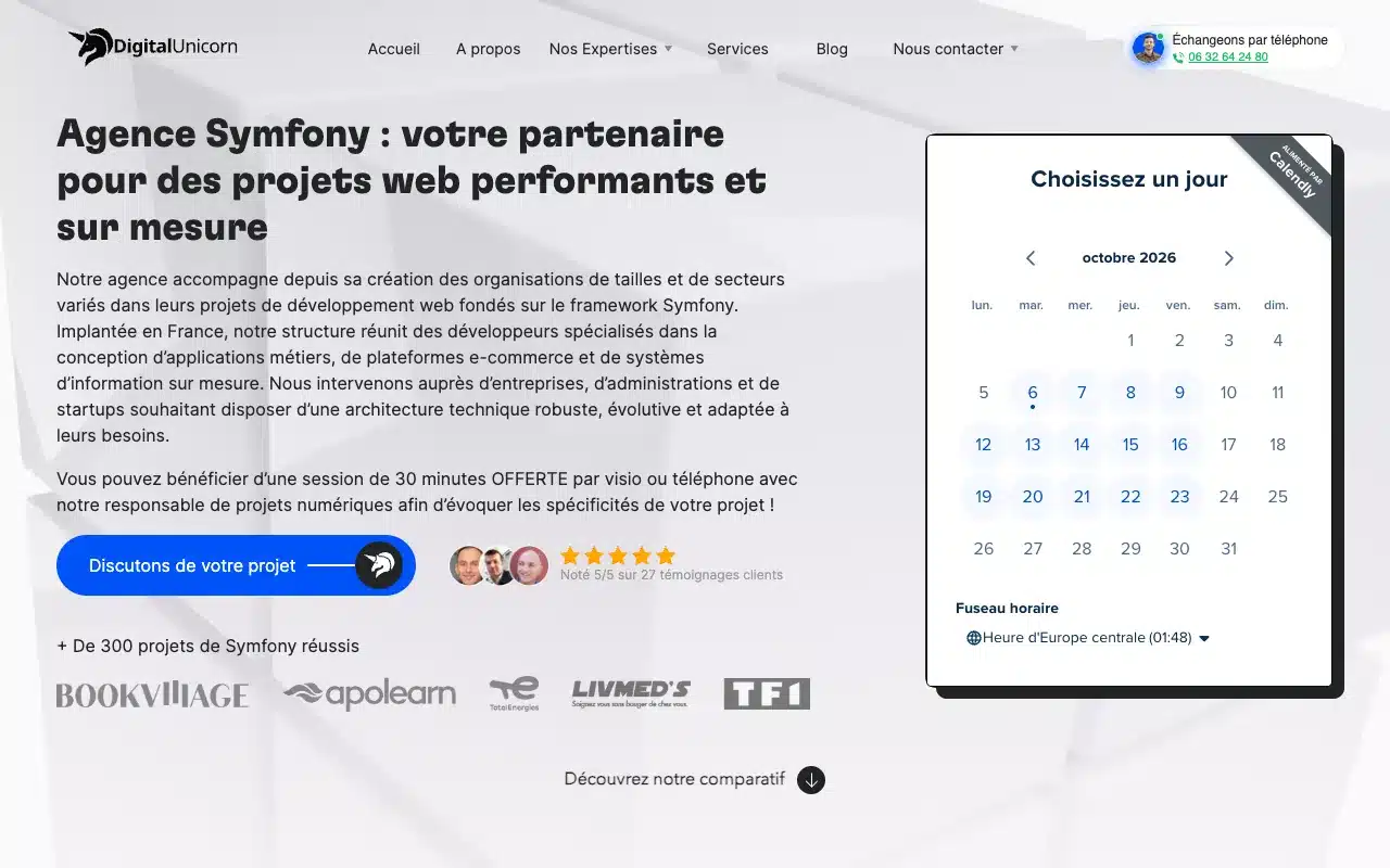 Page de l’offre sur le site de Digital Unicorn