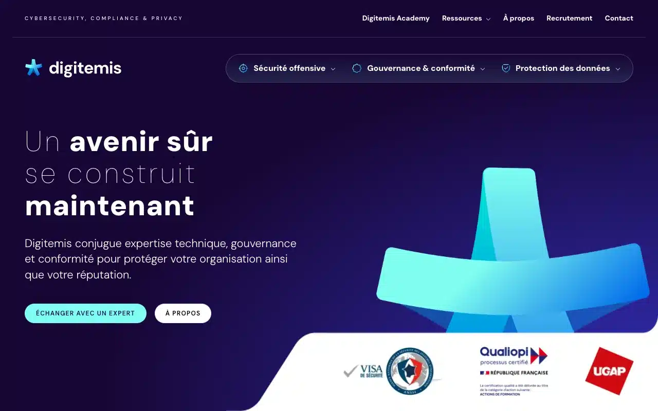 Page d’accueil du site de Digitemis