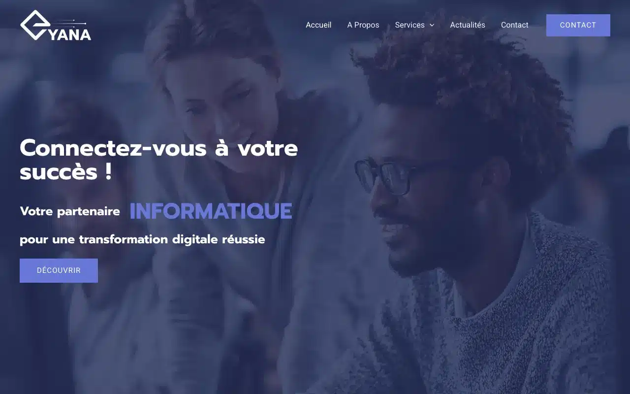 Page d’accueil du site d’EYANA
