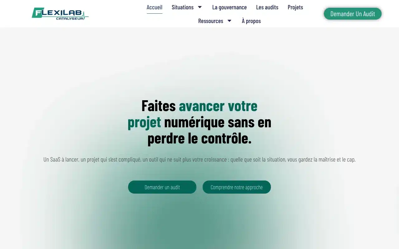 Page d’accueil du site de FLEXILAB