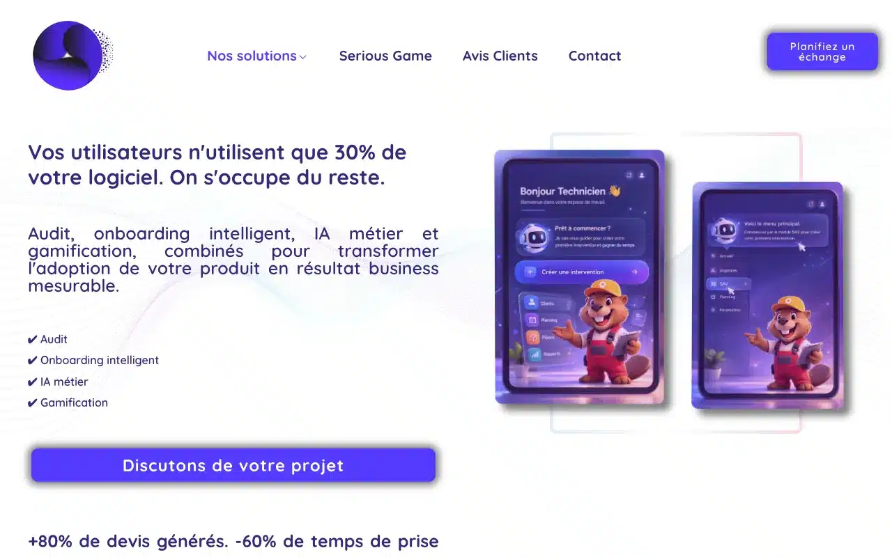 Page d’accueil du site de SAS GOTO IA