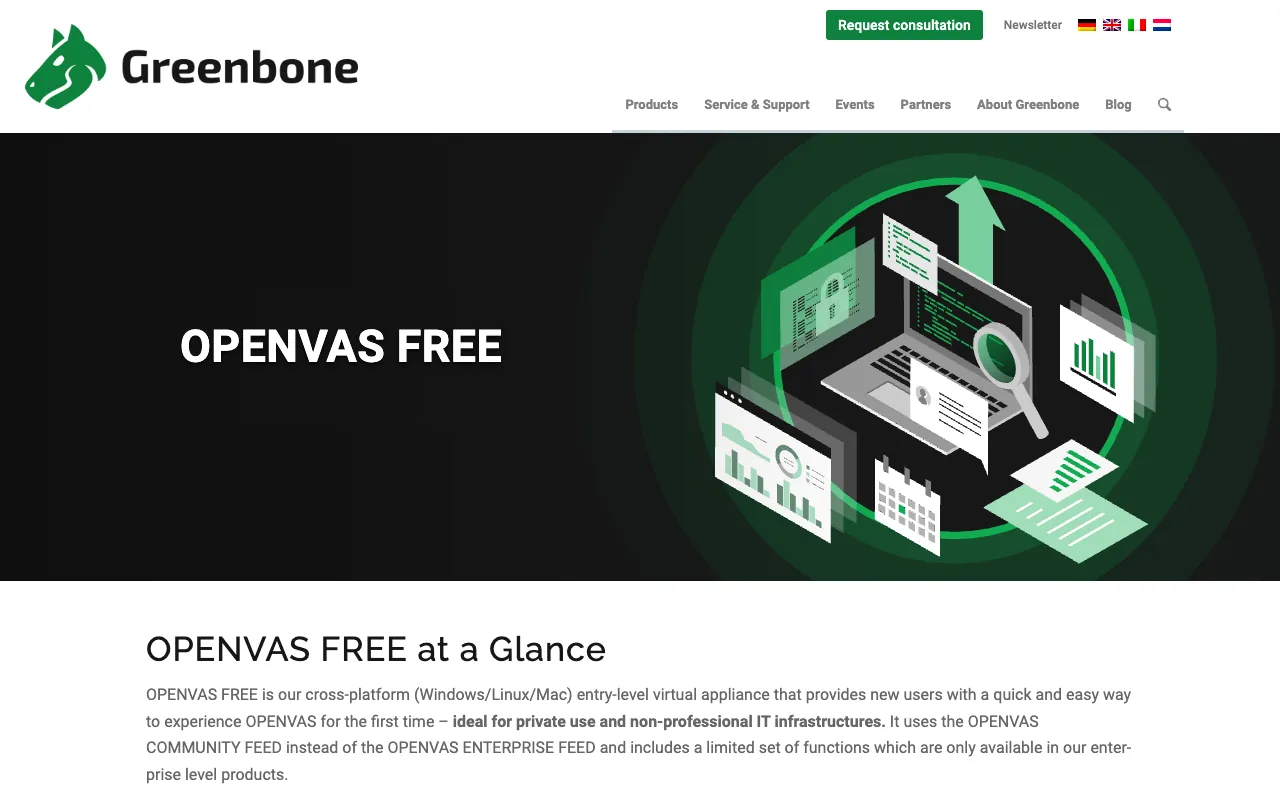 Page de l’offre sur le site de Greenbone OpenVAS