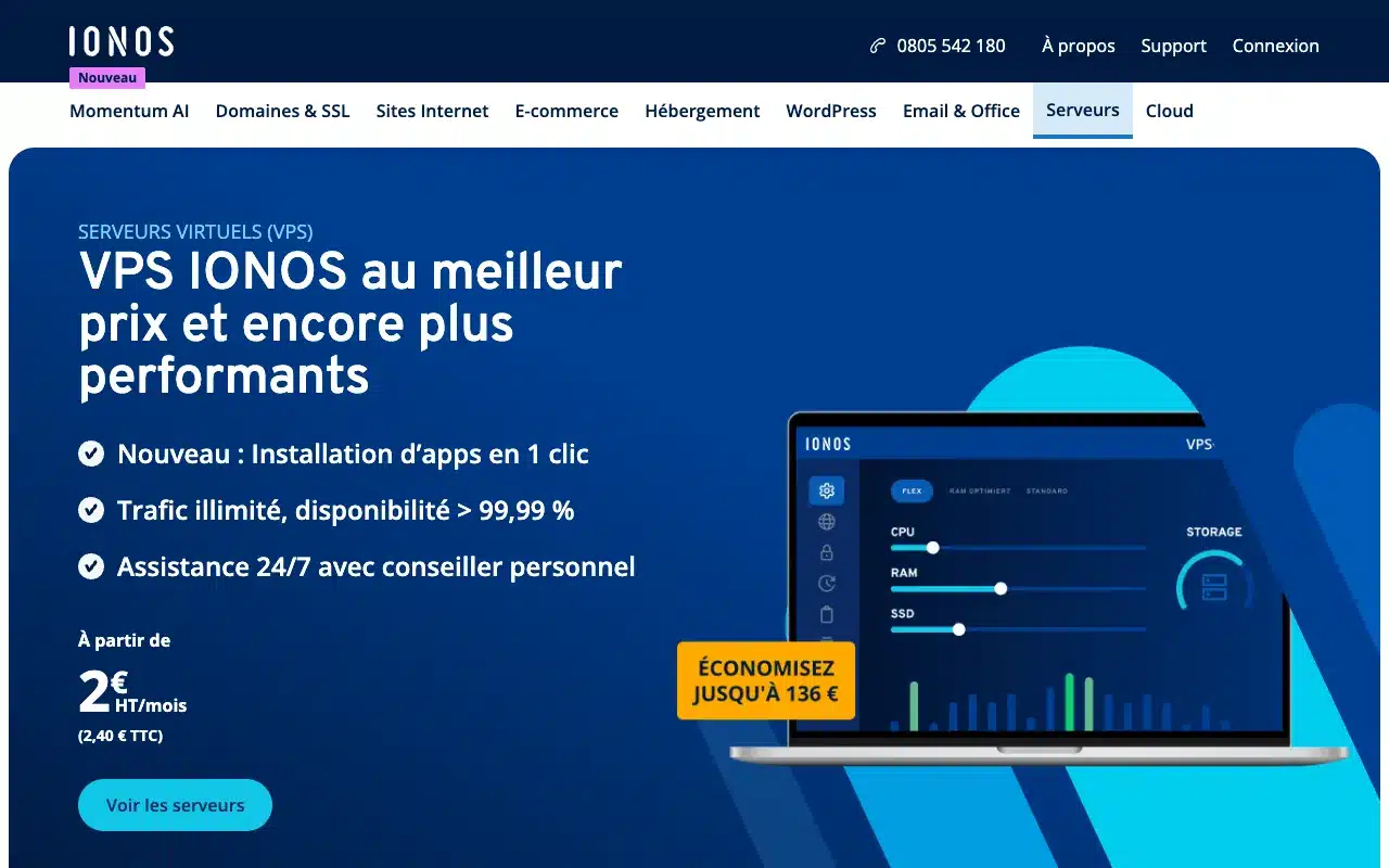 Page de l’offre sur le site d’IONOS