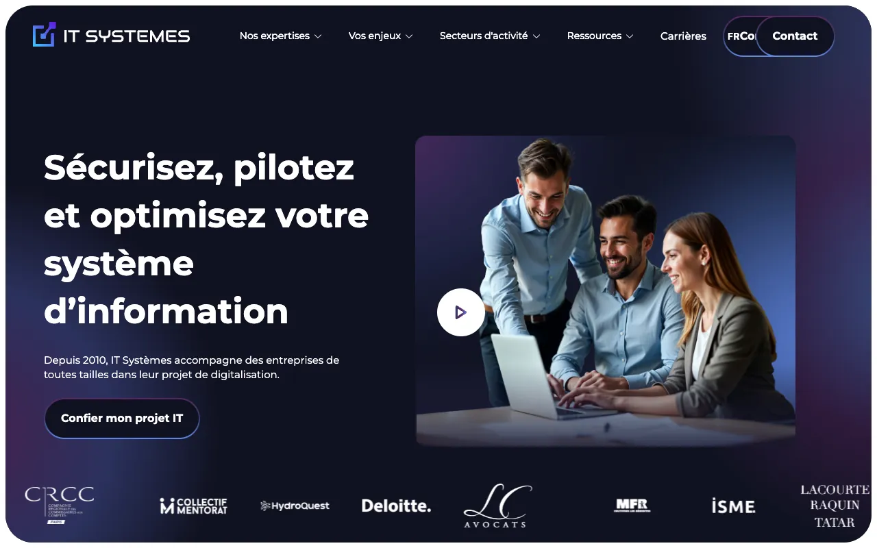 Page d’accueil du site d’IT Systèmes
