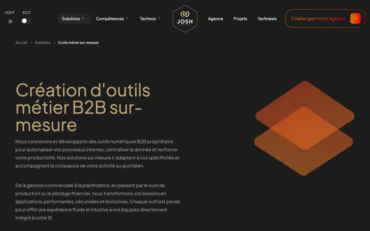 Page de l’offre sur le site de Josh Digital