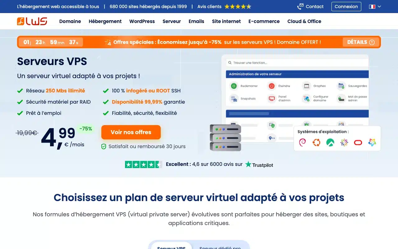 Page de l’offre sur le site de LWS