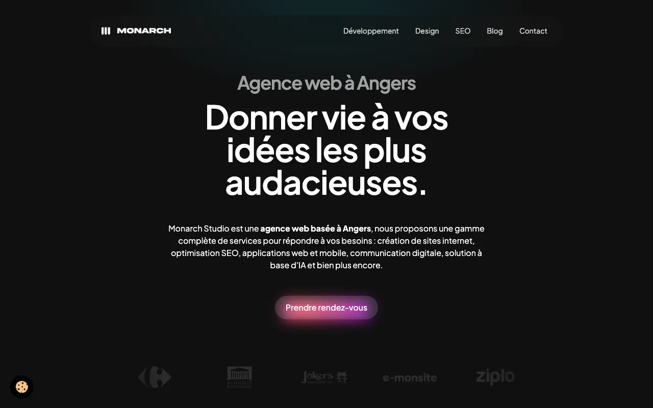 Page d’accueil du site de Monarch Studio