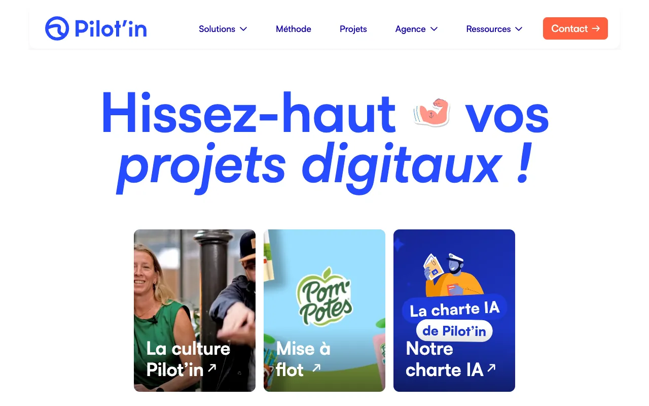 Page d’accueil du site de Pilot'in