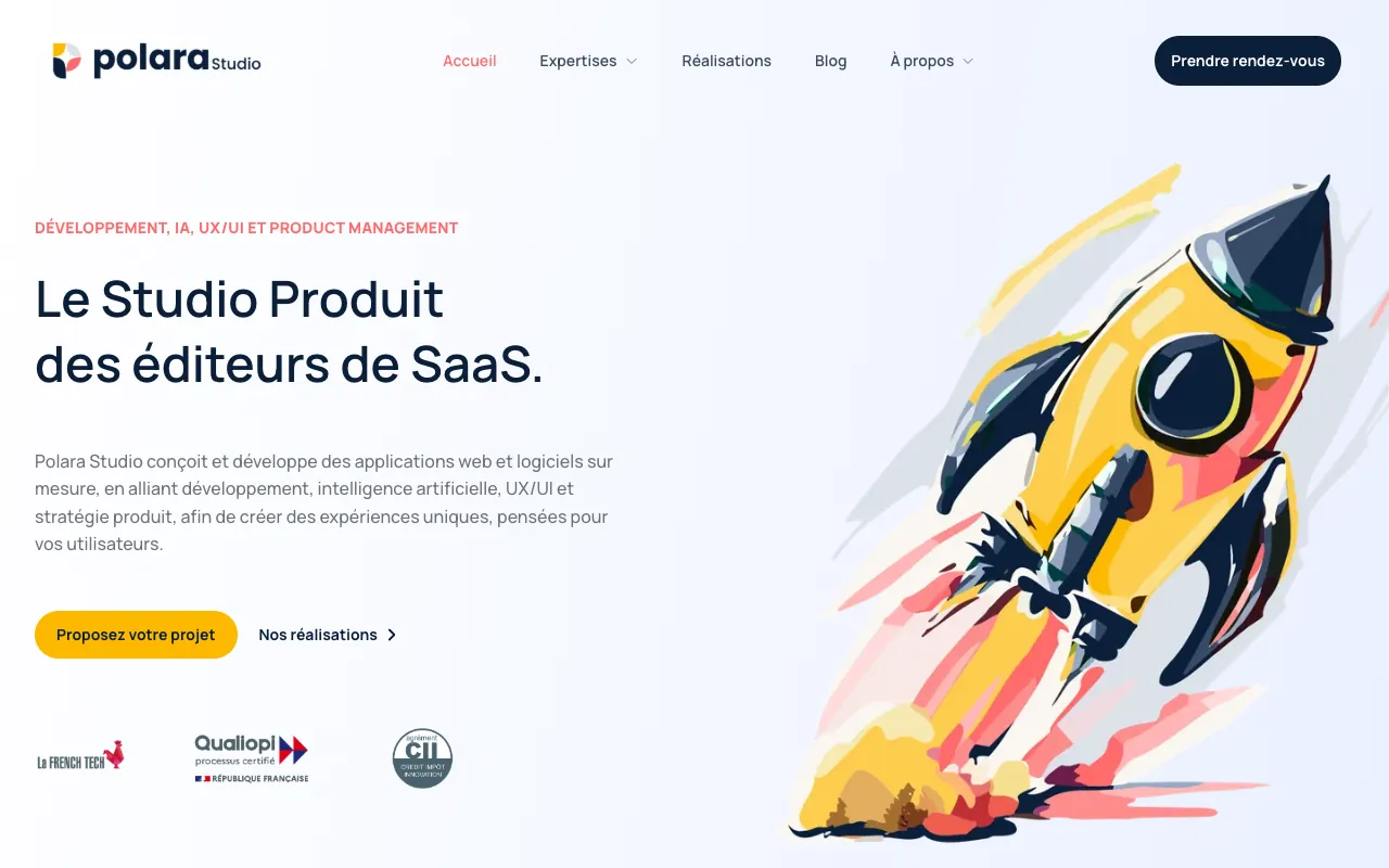Page d’accueil du site de Polara Studio