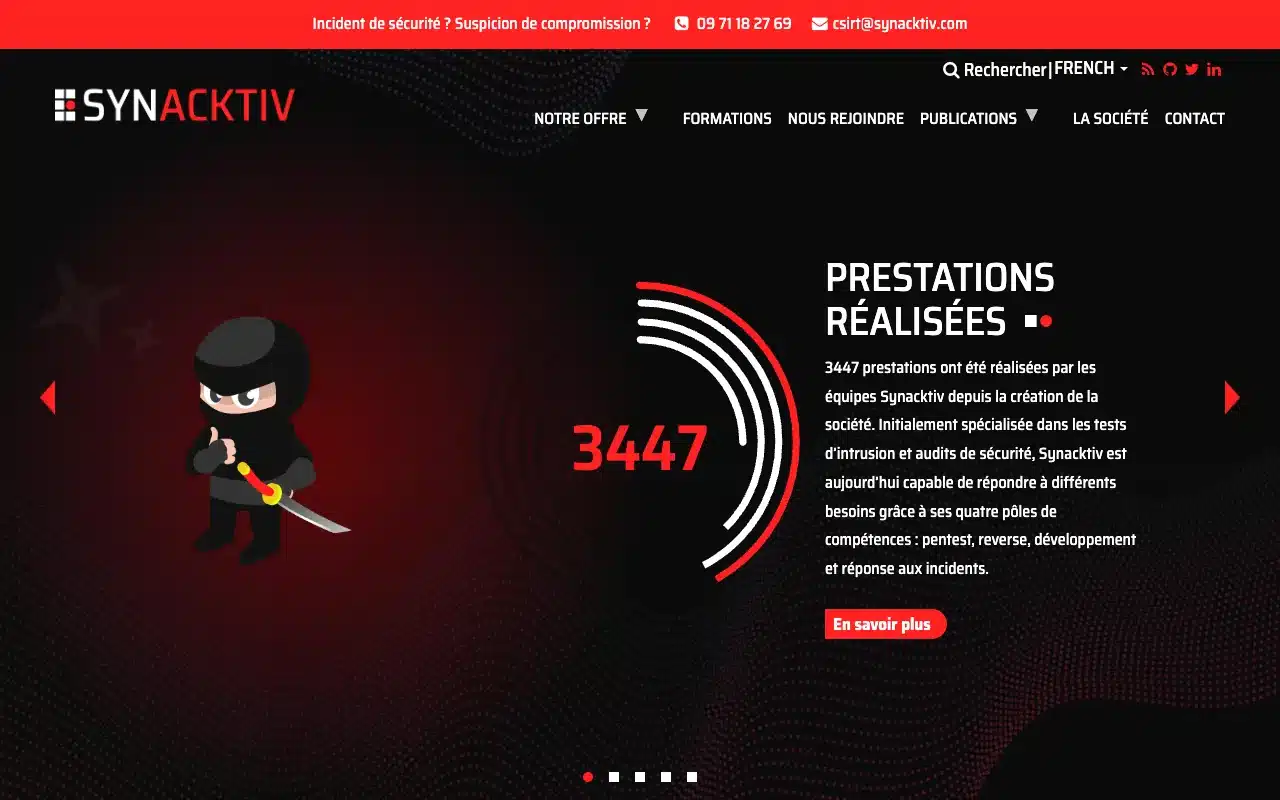 Page d’accueil du site de Synacktiv