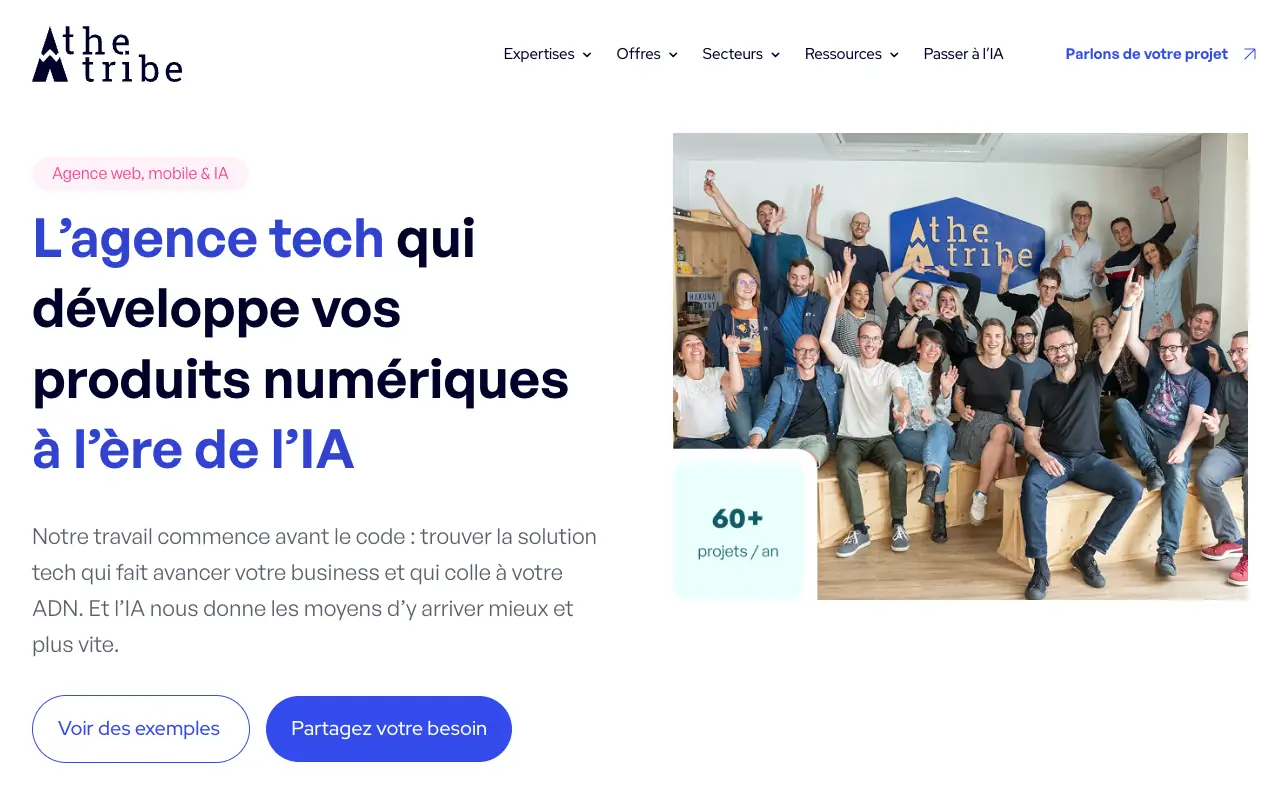 Page d’accueil du site de theTribe