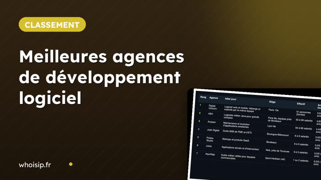 Tableau comparatif des meilleures agences de développement logiciel en France
