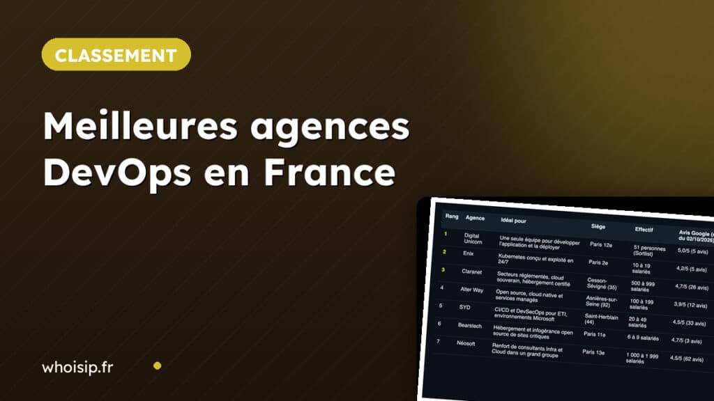 Tableau comparatif des meilleures agences DevOps en France